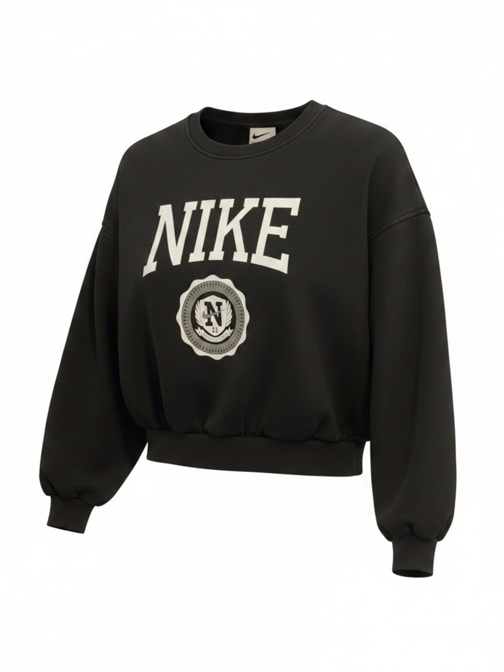 Girls Nike Black Crewneck Sweatshirt with White Logo